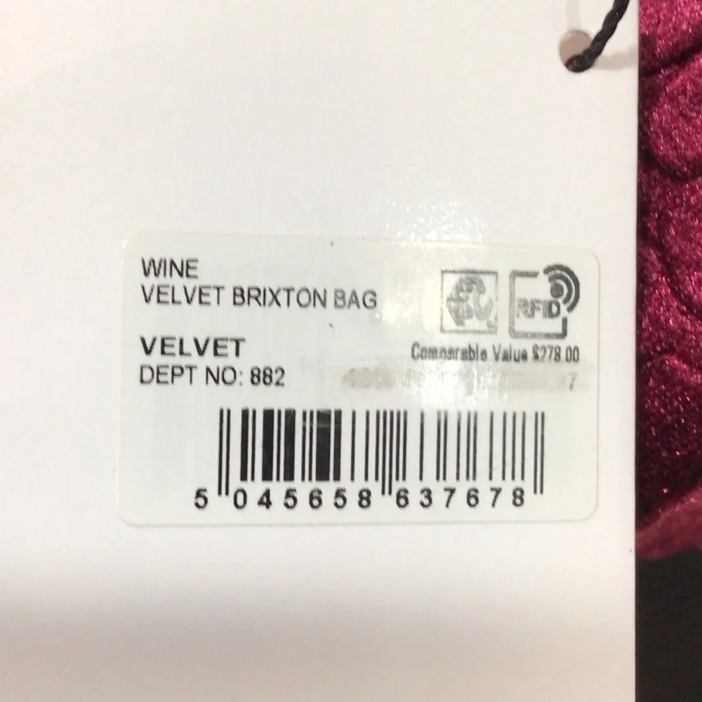 NEW Kurt Geiger Wine Velvet Brixton Bag (large)